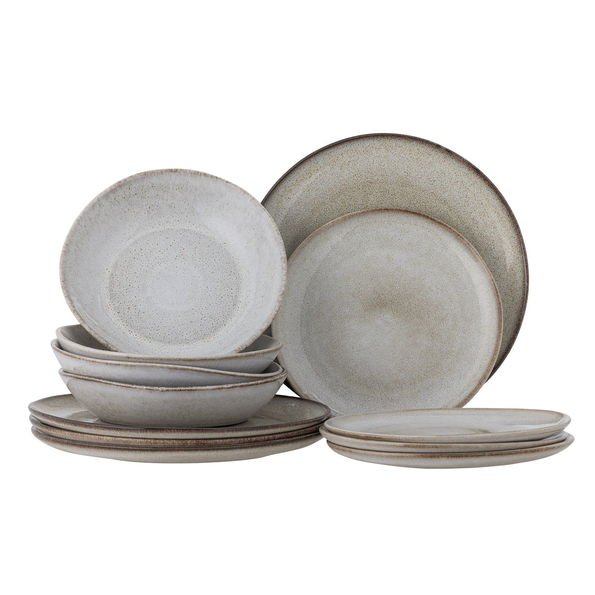 Bloomingville Serviesset Sandrine Set van 12 stuks - Naturel | Bloomingville