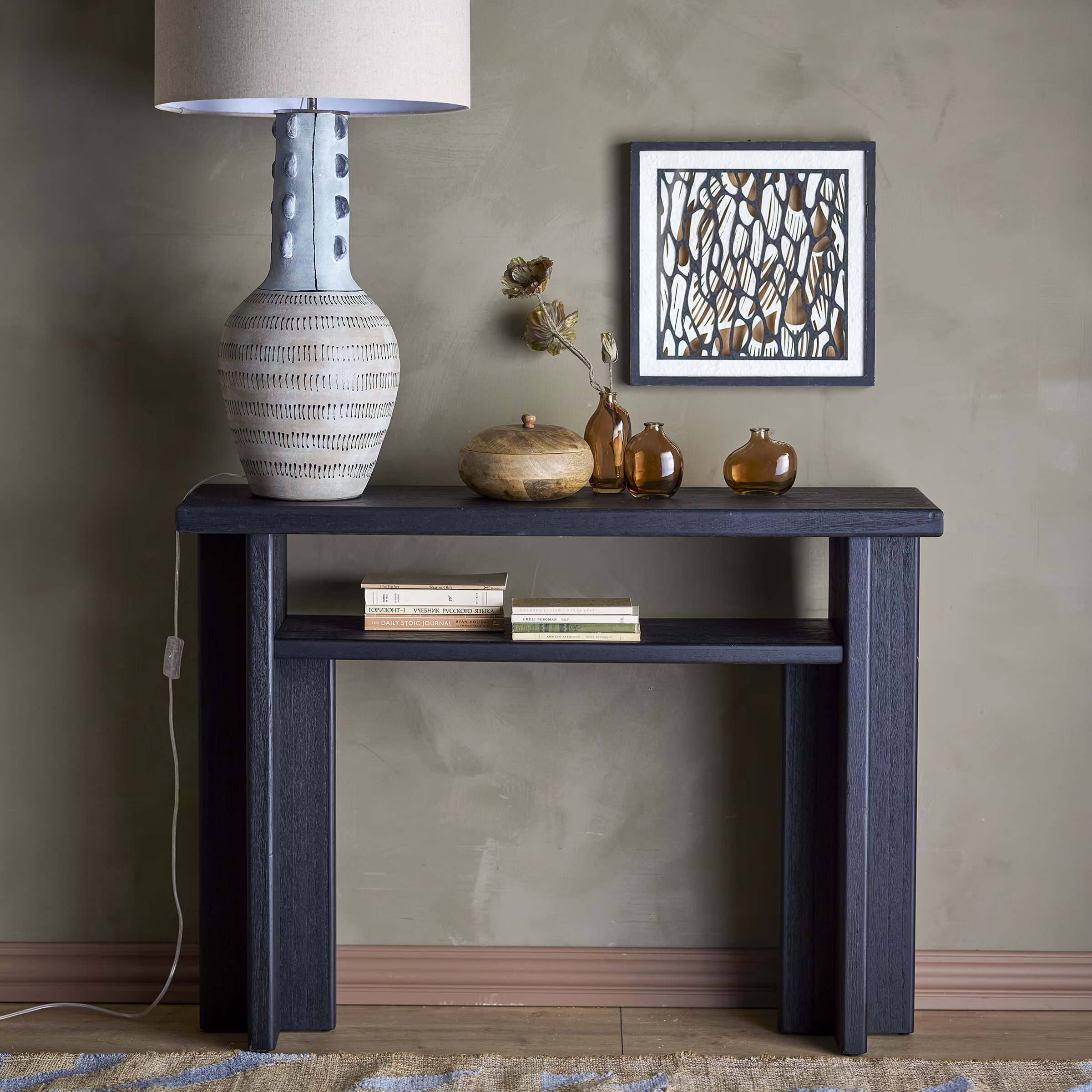 Bloomingville Sidetable Cupa 110 x 32cm - Zwart | Bloomingville
