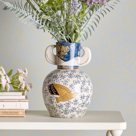 Bloomingville Vaas Hezha 24cm hoog - Blauw | Bloomingville