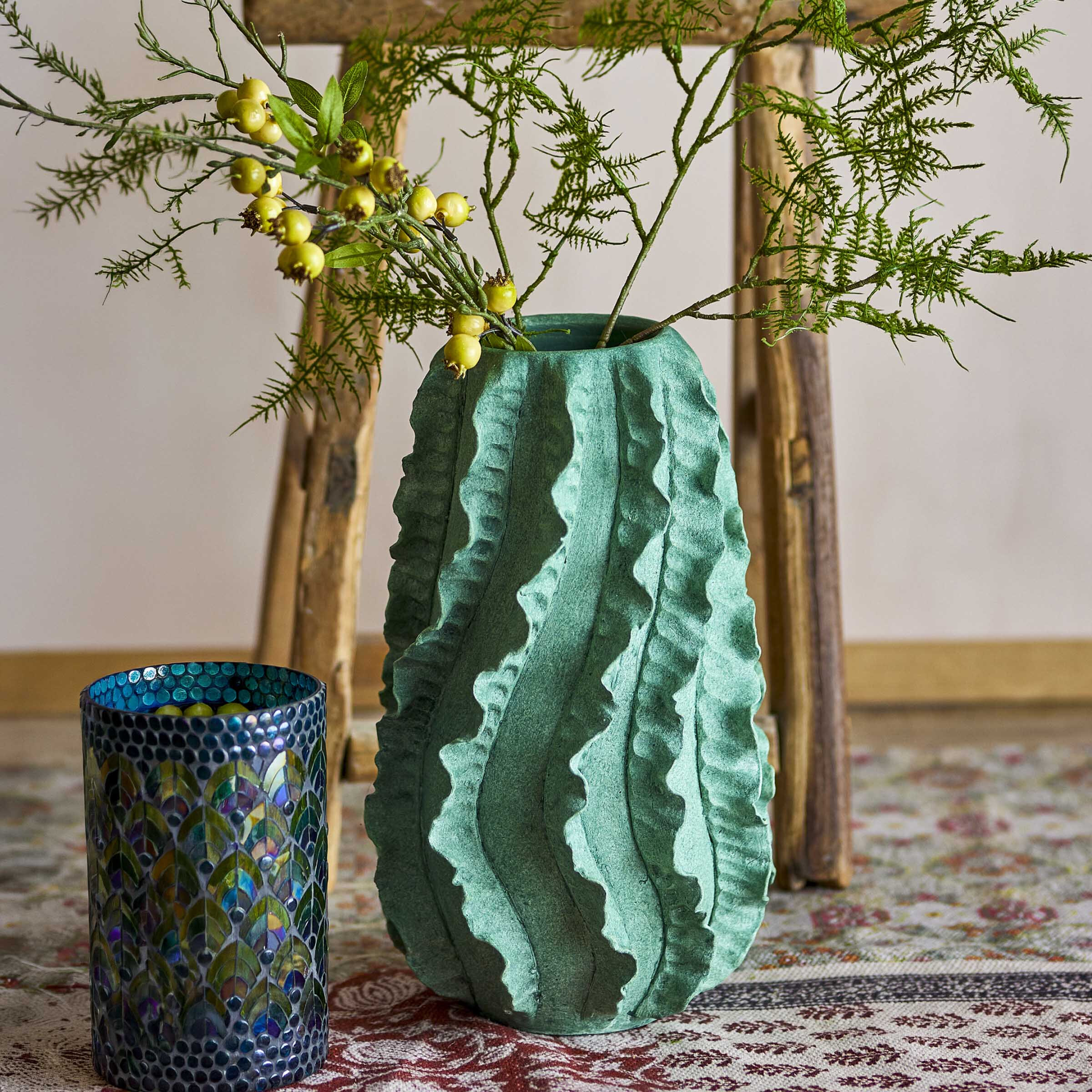 Bloomingville Vaas Natika 37cm hoog - Groen | Bloomingville