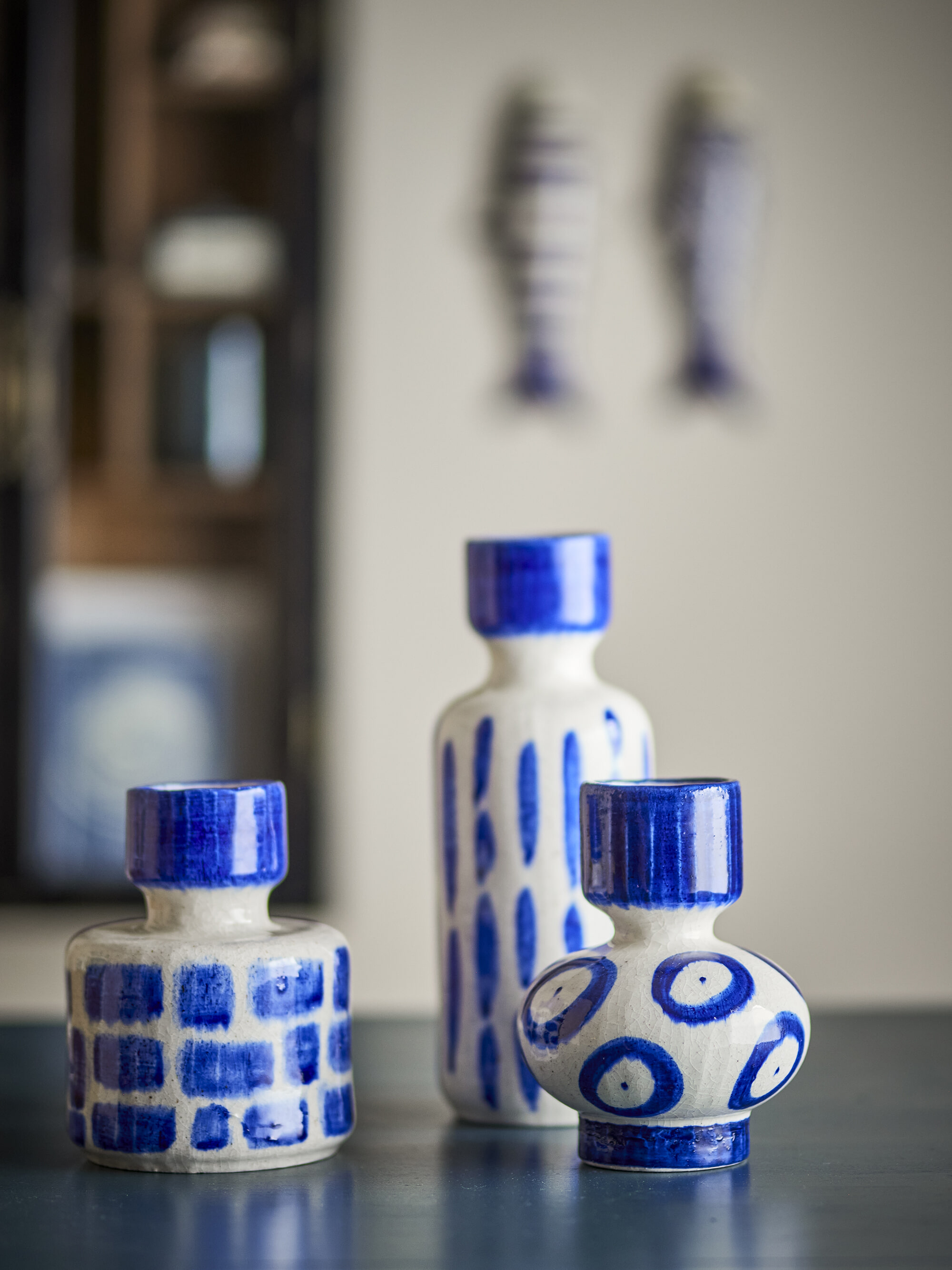 Bloomingville Vaas Romane Set van 3 stuks - Blauw | Bloomingville