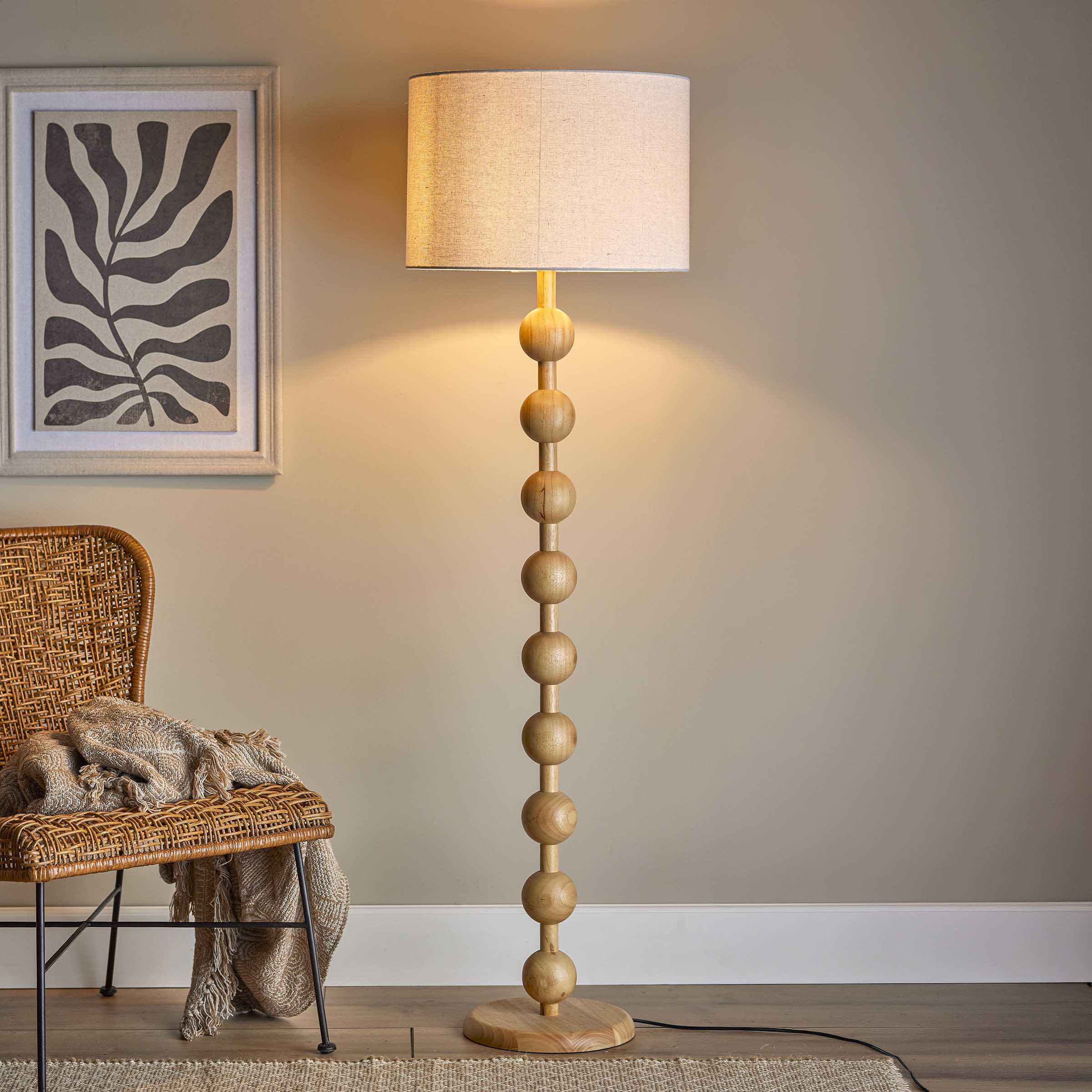 Bloomingville Vloerlamp Giacoma Rubberhout en linnen