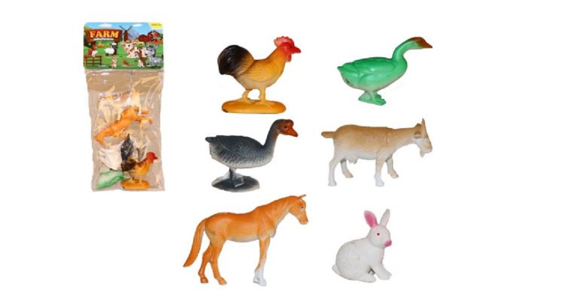 Boerderijdieren in zak 6-delig 28x13x5cm | Merkloos