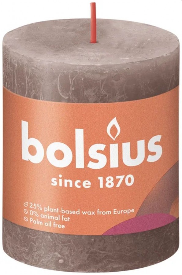 Bolsius Kaars 80X68mm Taupe Rustiek | Bolsius
