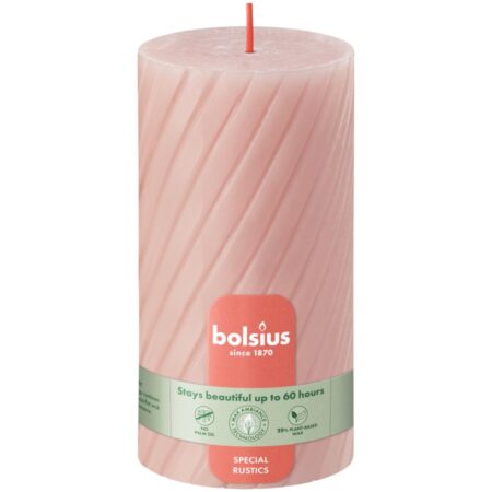 Bolsius Rustiek Twist Stompkaars 130/68 Misty Pink | Bolsius
