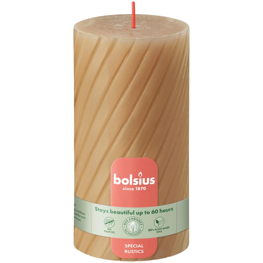Bolsius Rustiek Twist Stompkaars 130/68 Oat Beige | Bolsius