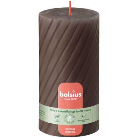 Bolsius Rustiek Twist Stompkaars 130/68 Rustic Taupe | Bolsius
