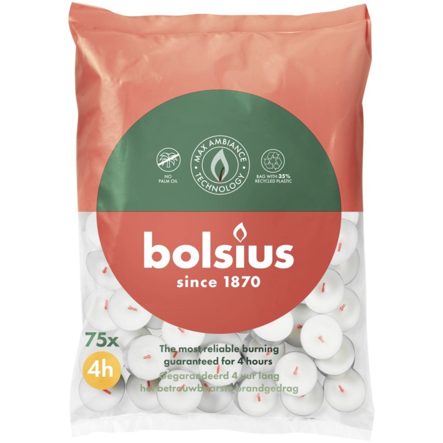 Bolsius Theelicht 4-uur Zak 75 stuks | Bolsius