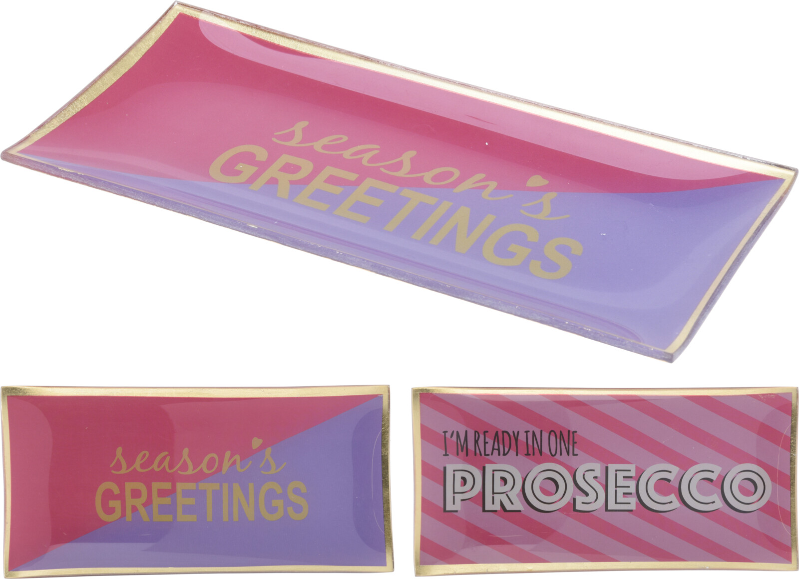 Bord glas 10x21cm met tekst roze/paars | Home & Styling