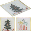 Bord kerst glas 10x10cm everlands kunstkerstboom/tekst | Home & Styling