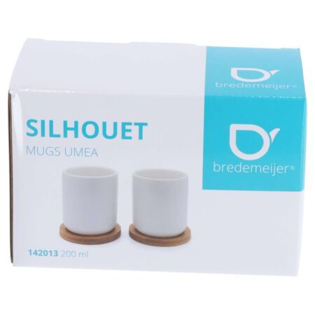 Bredemeijer theemok umea 200ml wit en onderzetter set 2 | Bredemeijer