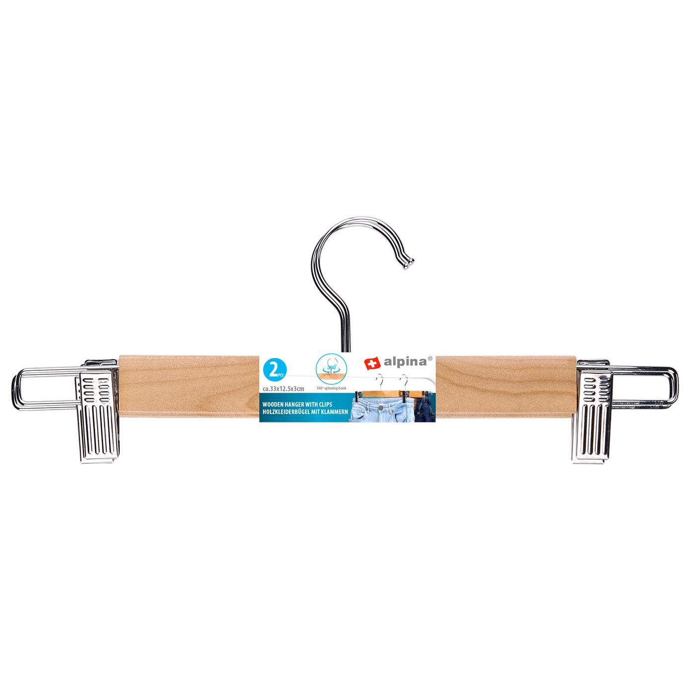 Broekhanger hout & clips 2pc | Alpina