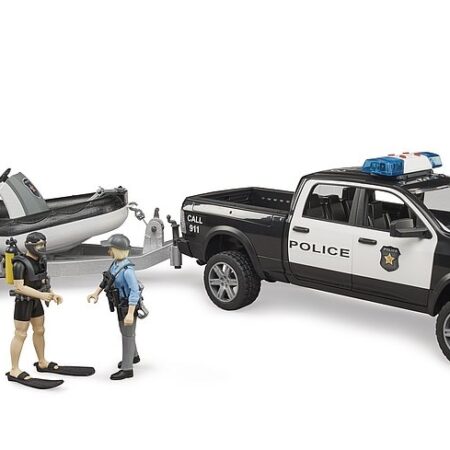 Bruder Dodge RAM 2500 Politie Pick Up met boot en 2 speelfiguren | Bruder