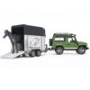 Bruder Land Rover Defender incl. paardentrailer en paard | Bruder
