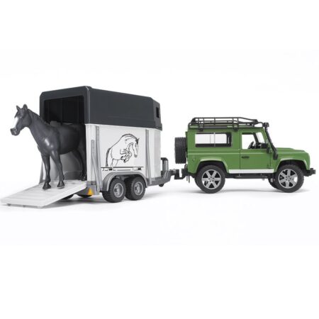 Bruder Land Rover Defender incl. paardentrailer en paard | Bruder
