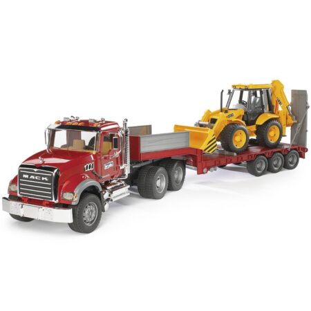 Bruder Mack Granite wagen + dieplader + JCB 4CX baggerlader | Bruder
