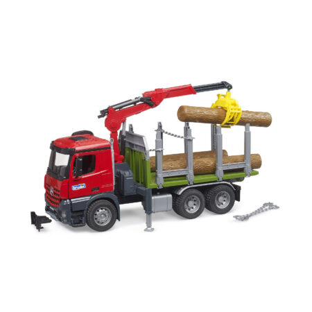 Bruder Mercedez-Benz Arocs houtvrachtwagen met kraanarm en 3 boomstammen | Bruder