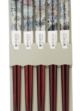 Bruine Eetstokjes met Figuur - Set van 5 paar | Tokyo Design Studio