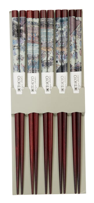 Bruine Eetstokjes met Figuur - Set van 5 paar | Tokyo Design Studio
