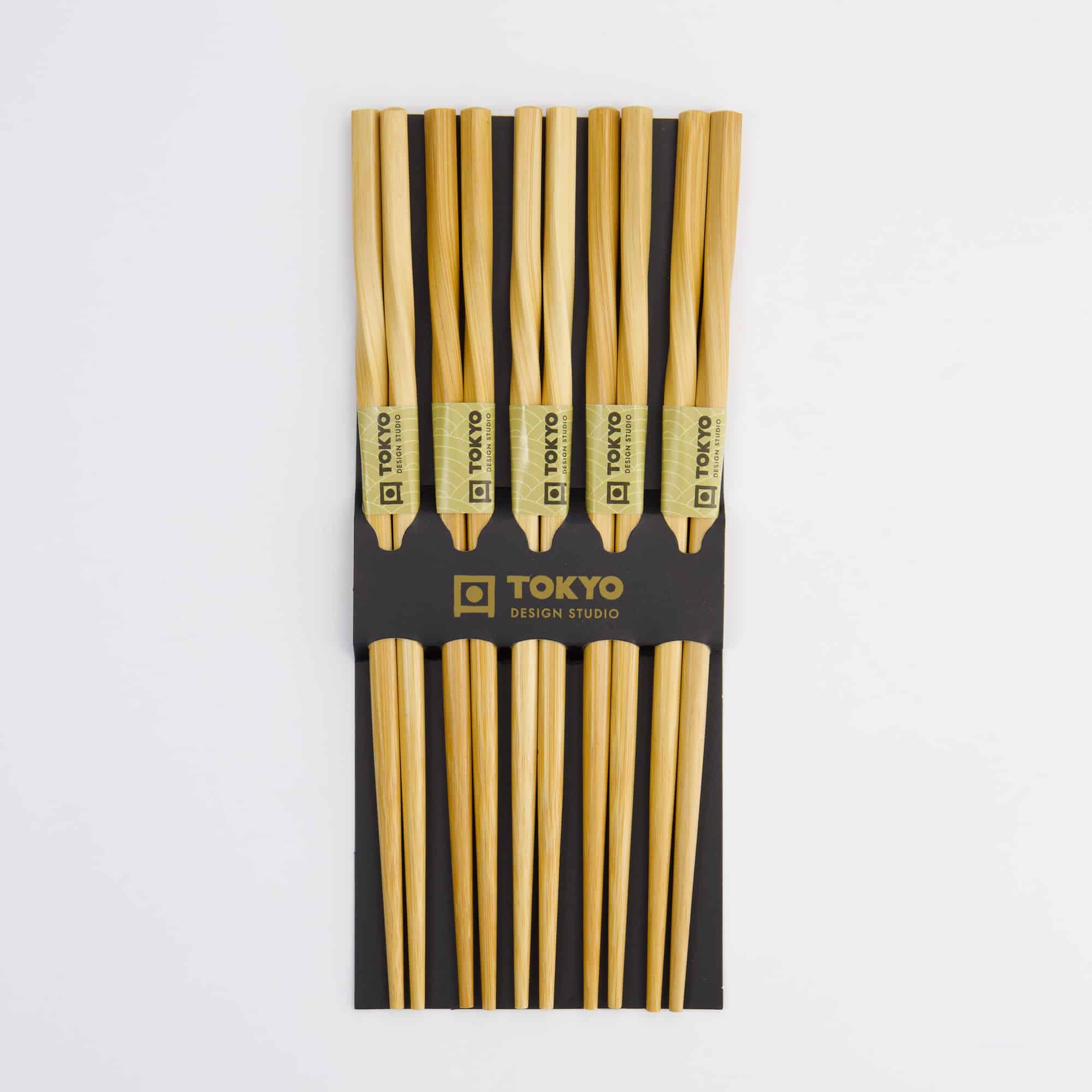 Bruine Gedraaide Eetstokjes - Tokyo Design Studio - Set van 5 paar | Tokyo Design Studio