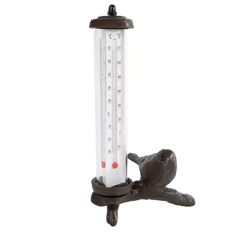 Buiten Thermometer Bird antiek bruin metaal |