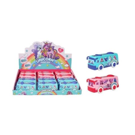Bus unicorn frictie 12cm | Merkloos