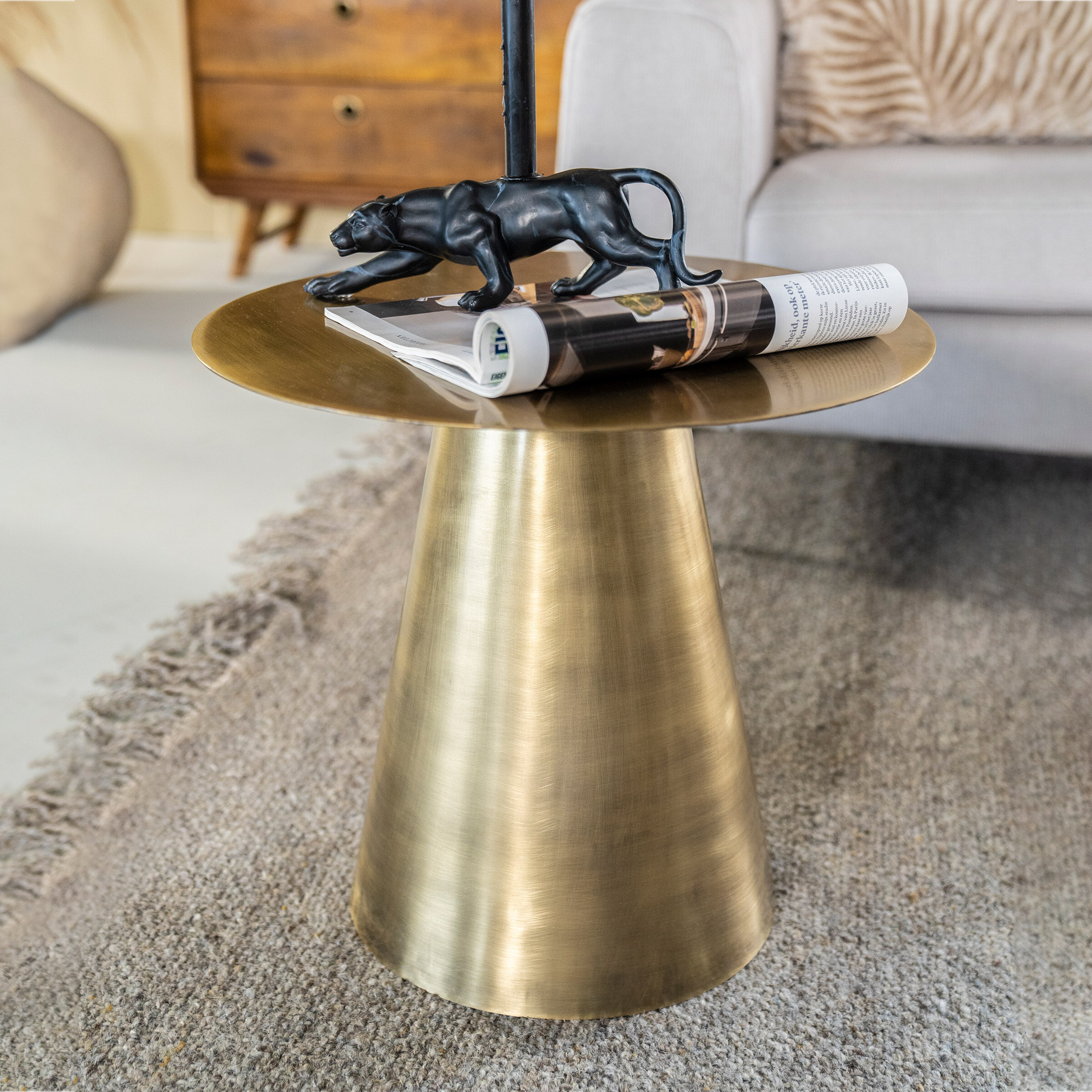 By-Boo Bijzettafel Mastic 50cm - Goud - Rond | By-Boo