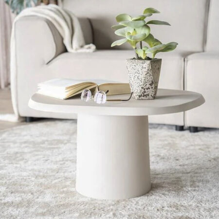 By-Boo Bijzettafel Sten 57 x 71cm - Beige - Organisch | By-Boo