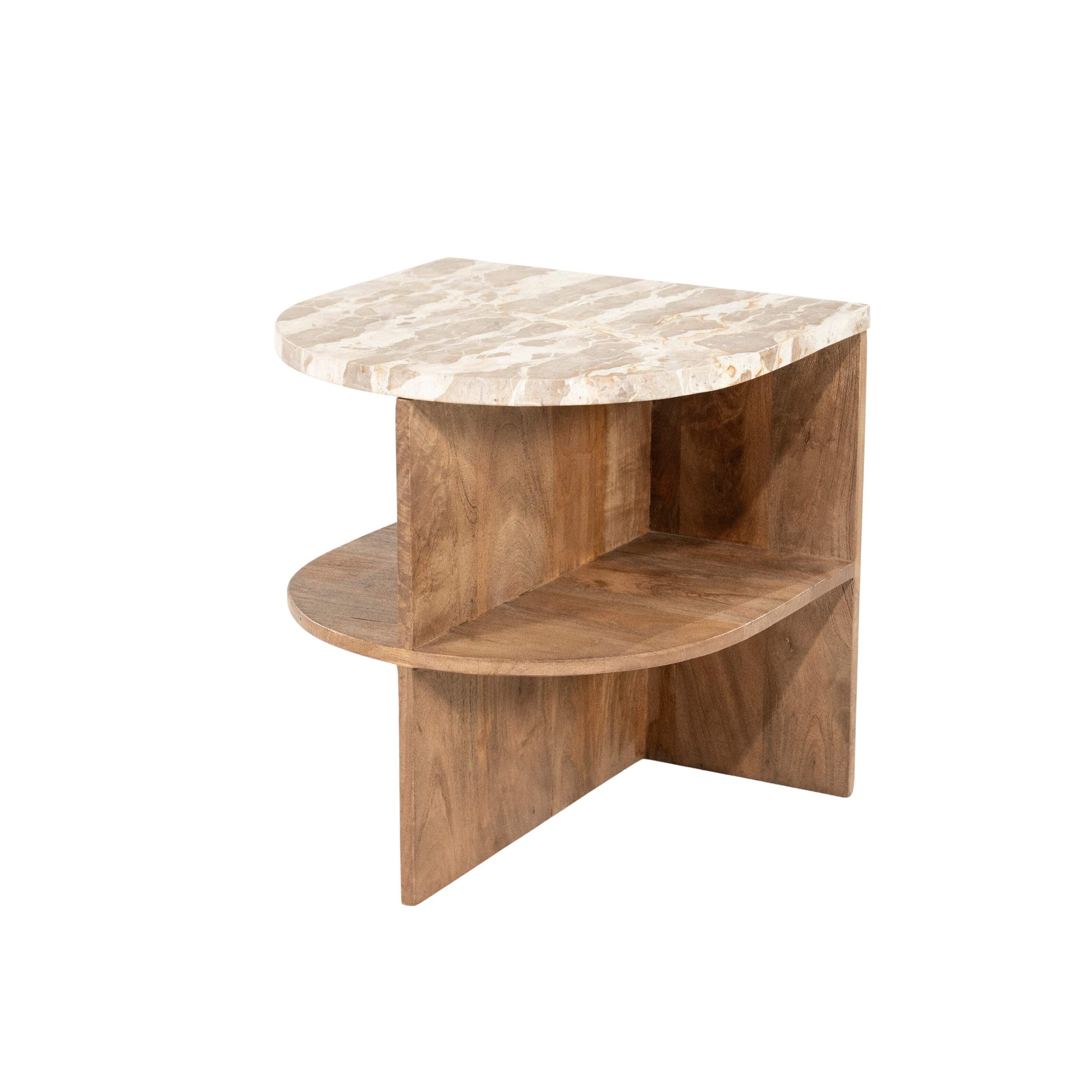 By-Boo Half Ovale Bijzettafel Marwood Marmer en mangohout