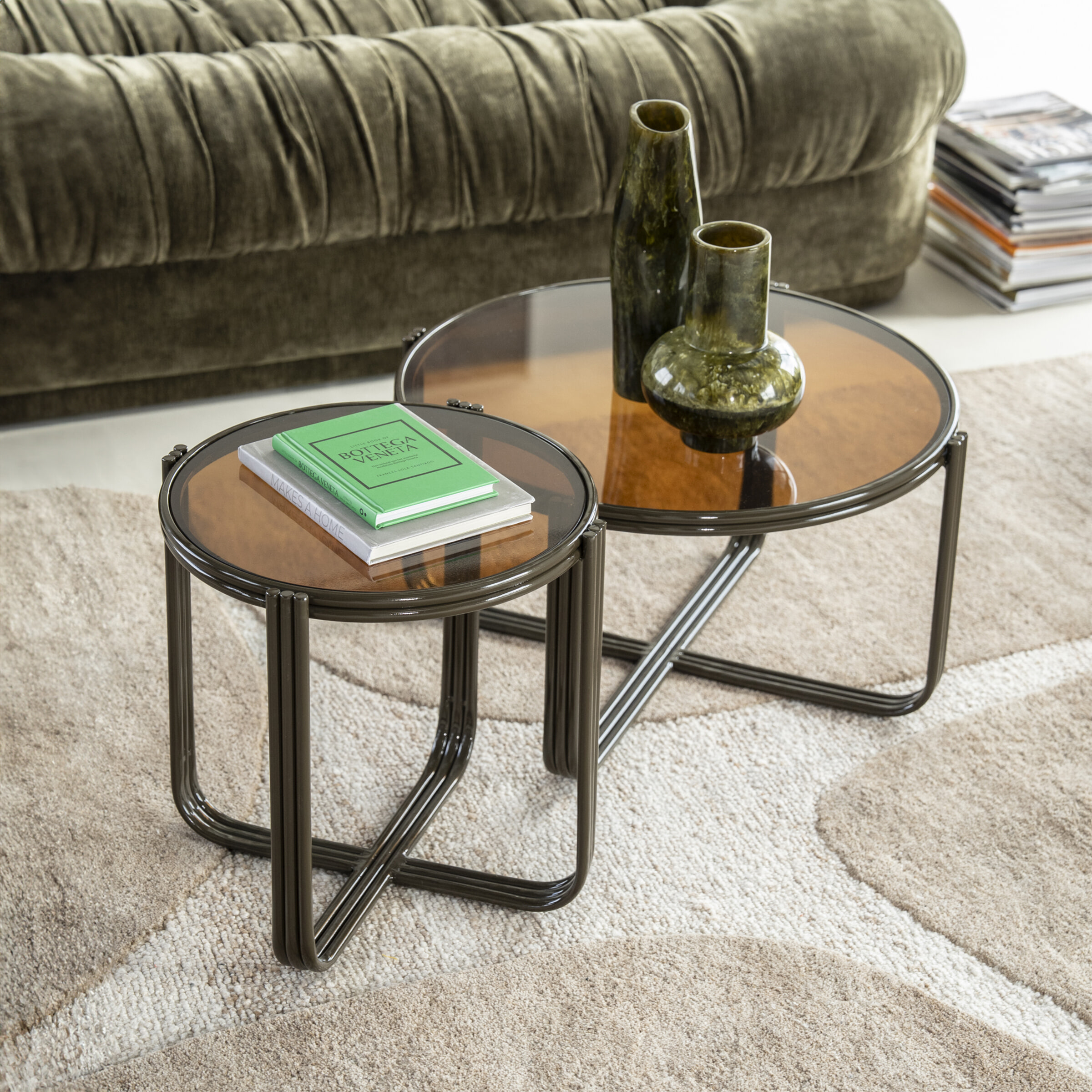 By-Boo Ronde Salontafel Groovy Set van 2 stuks