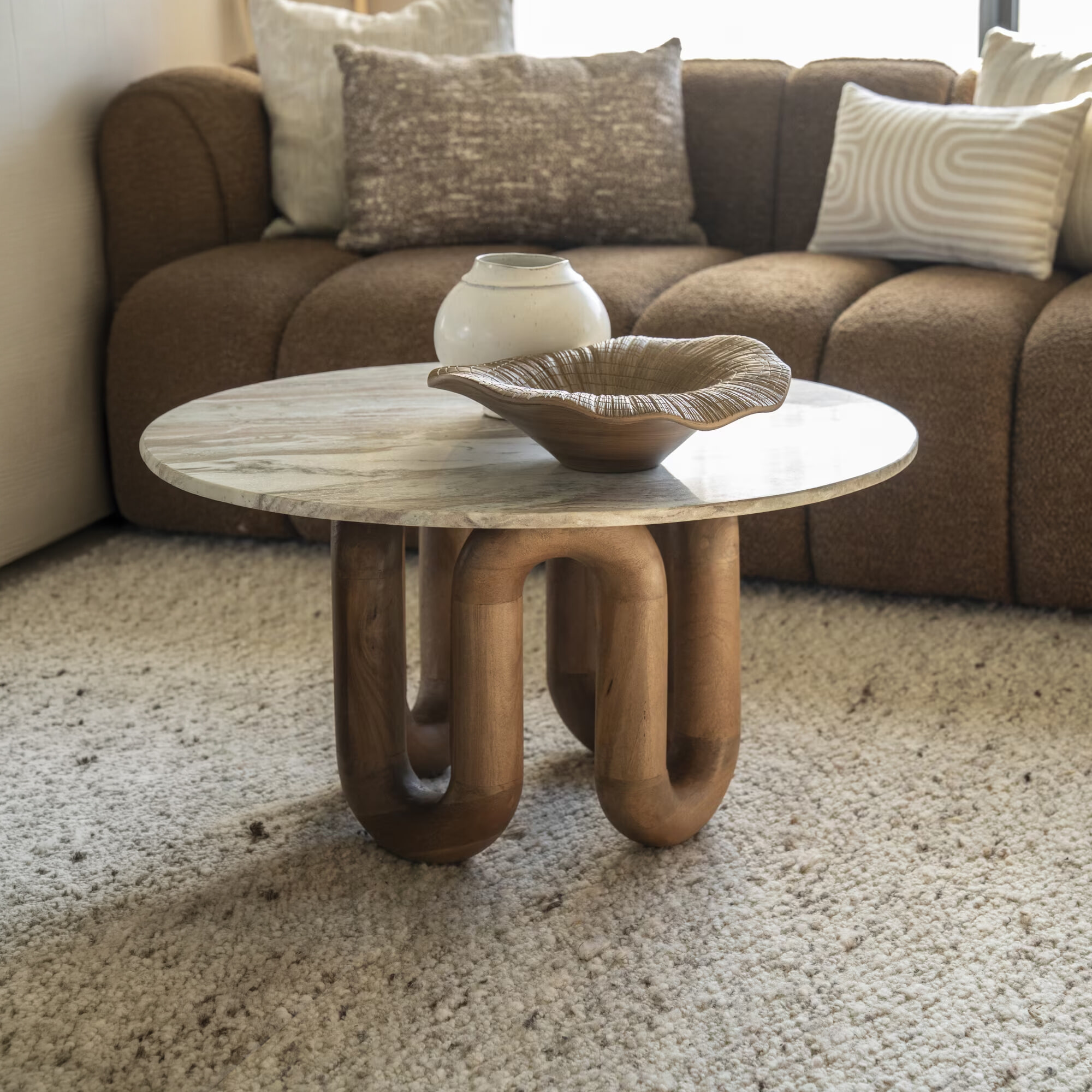 By-Boo Ronde Salontafel LoopStone Marmer en mangohout