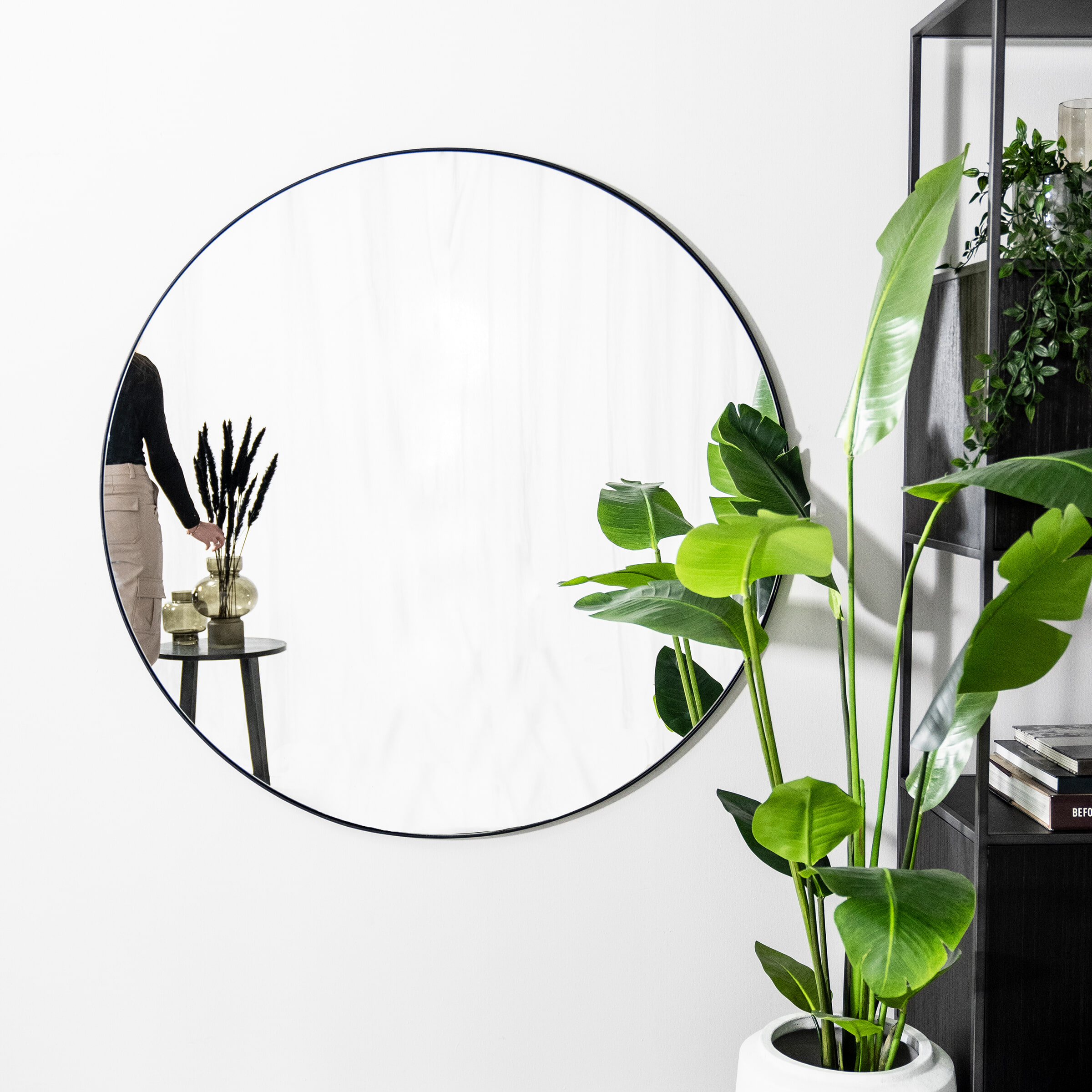 By-Boo Ronde Spiegel Immense XXL 120cm - Zwart | By-Boo