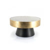 By-Boo Salontafel Bunga 75cm zwart/goud met glazen blad - Rond | By-Boo
