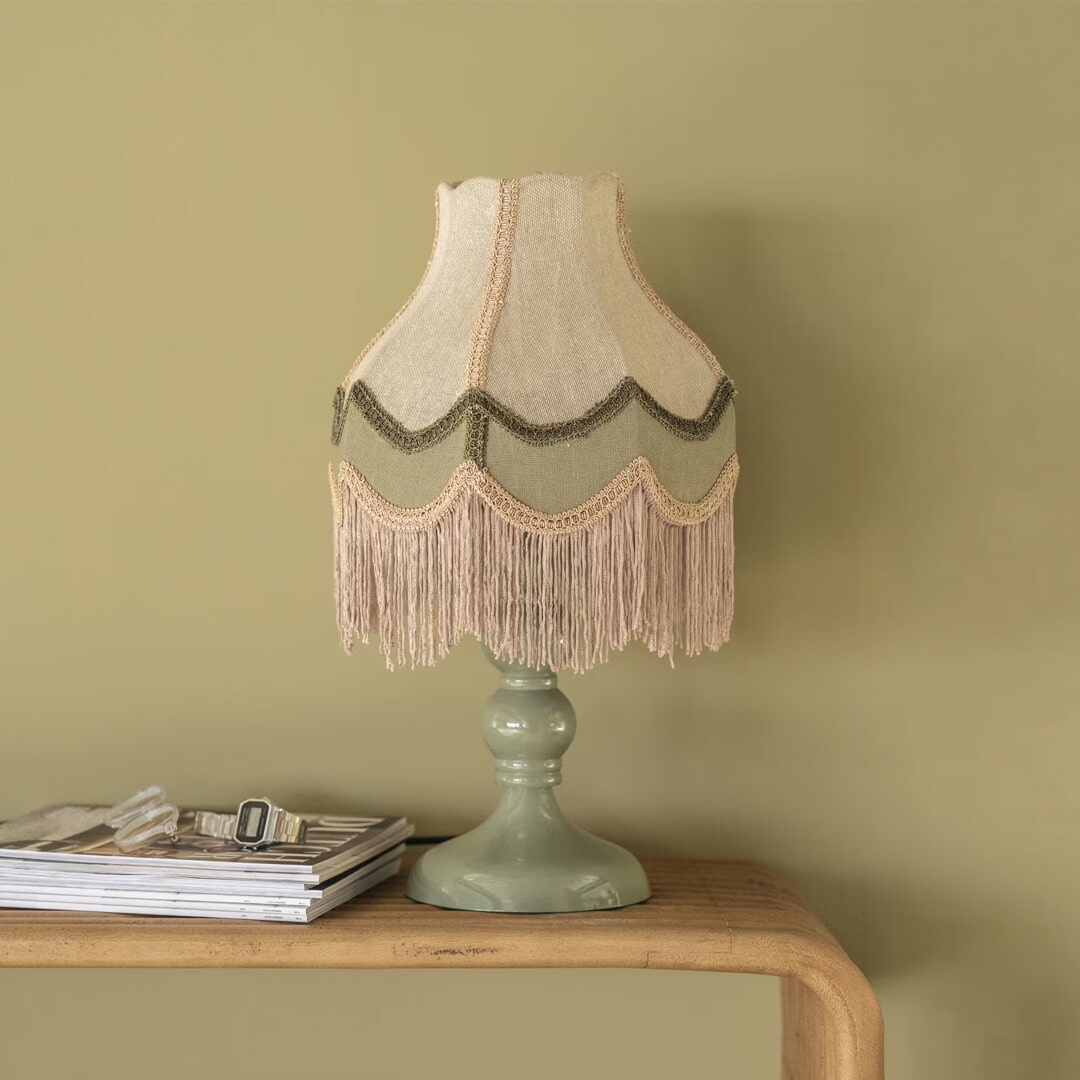 By-Boo Tafellamp Fringaloo Katoen en jute - Groen | By-Boo
