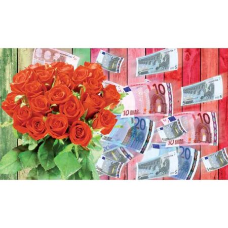 Cadeau-envelop vrouw/rode rozen 10st. | Merkloos