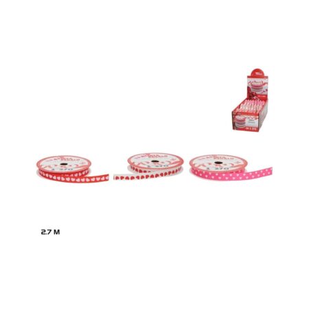 Cadeaulint harten 3 assorti 1cmx2.7m. | Merkloos