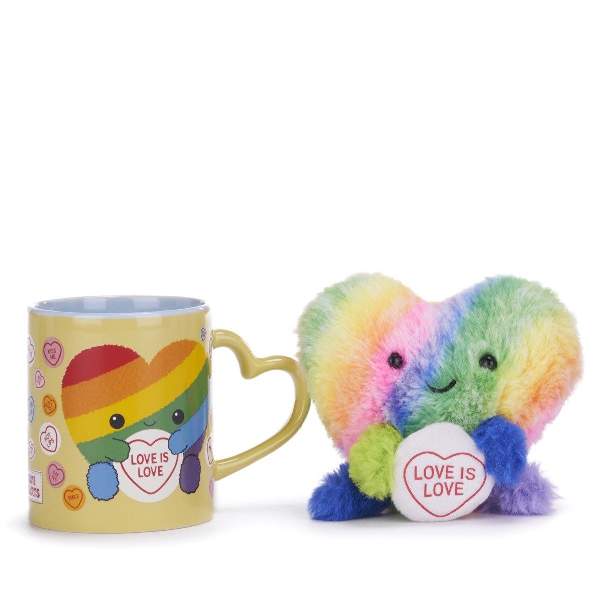 Cadeauset regenboog hart - Love is love - mok en knuffel | Love Hearts