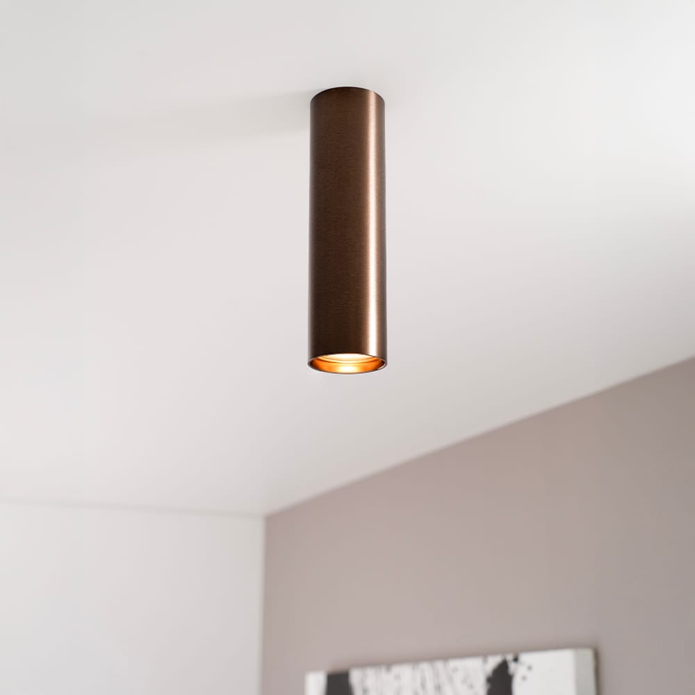 Canopus bronzo m by LUSENZ - Cilindervormige opbouwspot in met geborsteld bronzen coating | LUSENZ