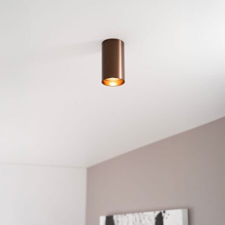 Canopus bronzo s by LUSENZ - Cilindervormige opbouwspot in met geborsteld bronzen coating | LUSENZ