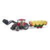 Case IH Optum 300CVX met voorlader en balentransport incl. 8 ronde balen van Bruder | Bruder