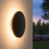 Casper S LED Wandlamp Rond - 6 Watt 660 lumen - 3000K Warm Wit - Diffuus - 360 graden Stralingshoek - IP54 Waterdicht - Voor Binnen en buiten - Zwart | HOFTRONIC