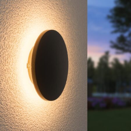 Casper S LED Wandlamp Rond - 6 Watt 660 lumen - 3000K Warm Wit - Diffuus - 360 graden Stralingshoek - IP54 Waterdicht - Voor Binnen en buiten - Zwart | HOFTRONIC