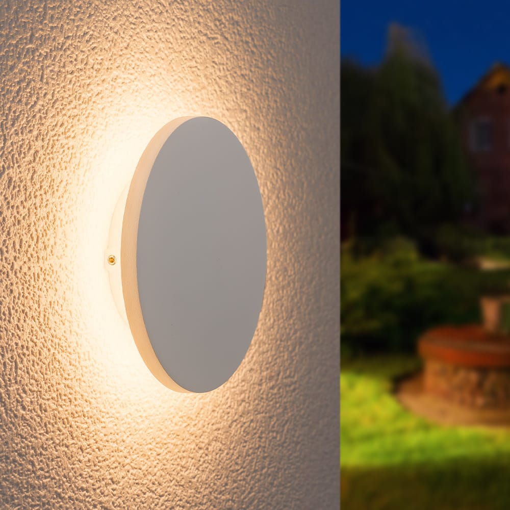 Casper S LED Wandlamp Rond - 6 Watt - 660 lumen - 3000K Warm Wit - Rond - Plat - 360 graden Stralingshoek - IP54 Waterdichte Binnen en buiten - Wit | HOFTRONIC