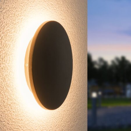 Casper XL LED Wandlamp Rond - 9W 990lm - 3000K Warm Wit - Diffuus - 360 graden Stralingshoek - IP54 Waterdicht - Voor Binnen en buiten - Zwart | HOFTRONIC