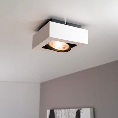 Castor bianco nero I by LUSENZ - Vierkante plafondlamp met richtbare spot