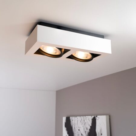 Castor bianco nero II by LUSENZ - Rechthoekige 2-lichts plafondlamp met richtbare spots
