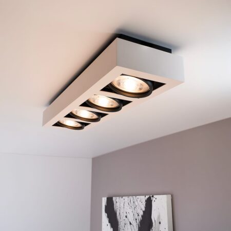 Castor bianco nero IV by LUSENZ - Rechthoekige 4-lichts plafondlamp met richtbare spots