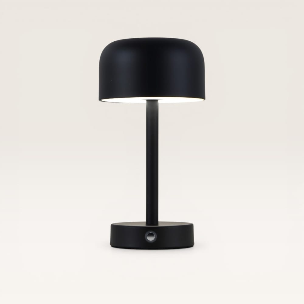 Ceyon - Paddenstoel lamp oplaadbaar Zwart 25 cm - Dressoir lamp - Tafellamp horeca - Dimbaar - Modern design - USB-C - 3000K/4500K/6000K | LUSENZ