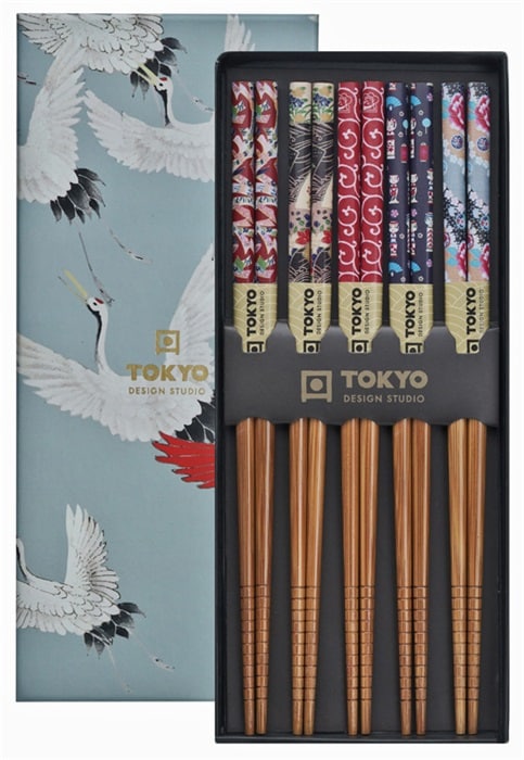Chopsticks Set Crane - Tokyo Design Studio - 5 stuks met Giftbox | Tokyo Design Studio