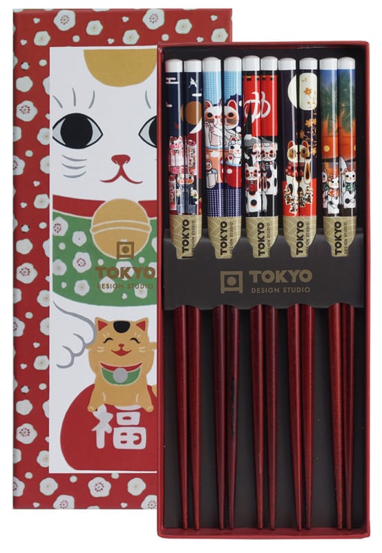 Chopsticks Set Lucky Cats - Tokyo Design Studio - 5 Paar | Tokyo Design Studio